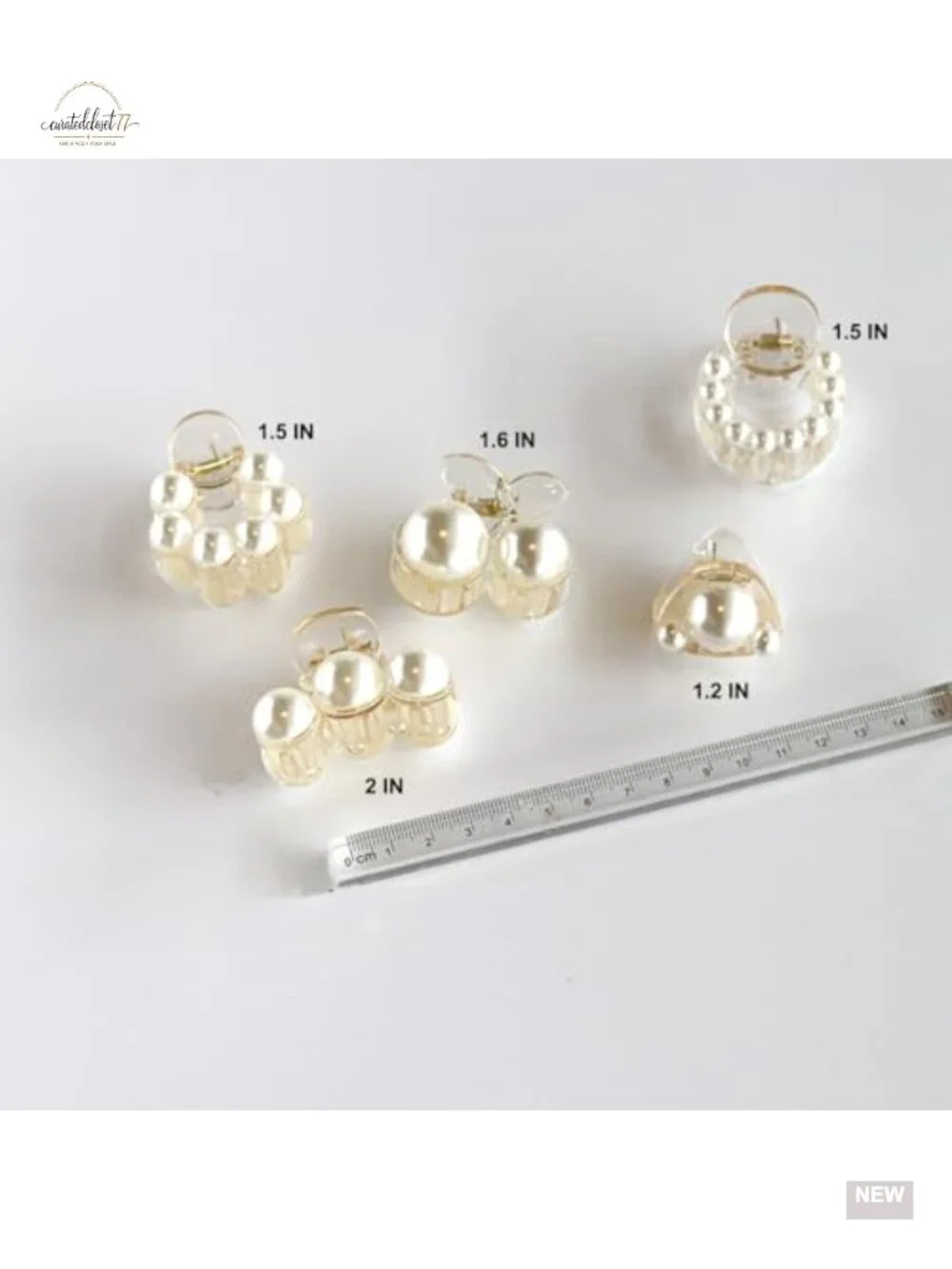 5 Piece Pearl Mini Hair Claw Clip Set | Strong Hold Non Slip for Thick Hair
